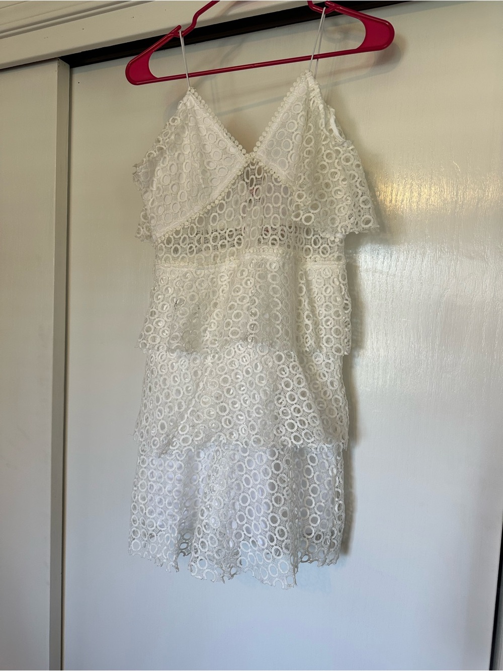 Showpo White Lace Tiered Ruffle Mini Dress